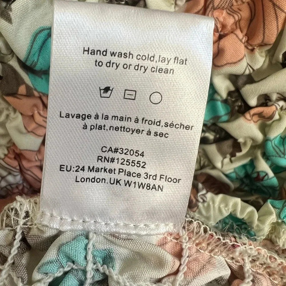 NWT new Anthropologie Dolan printed pebble smocked floral turtleneck large peach - Picture 12 of 16